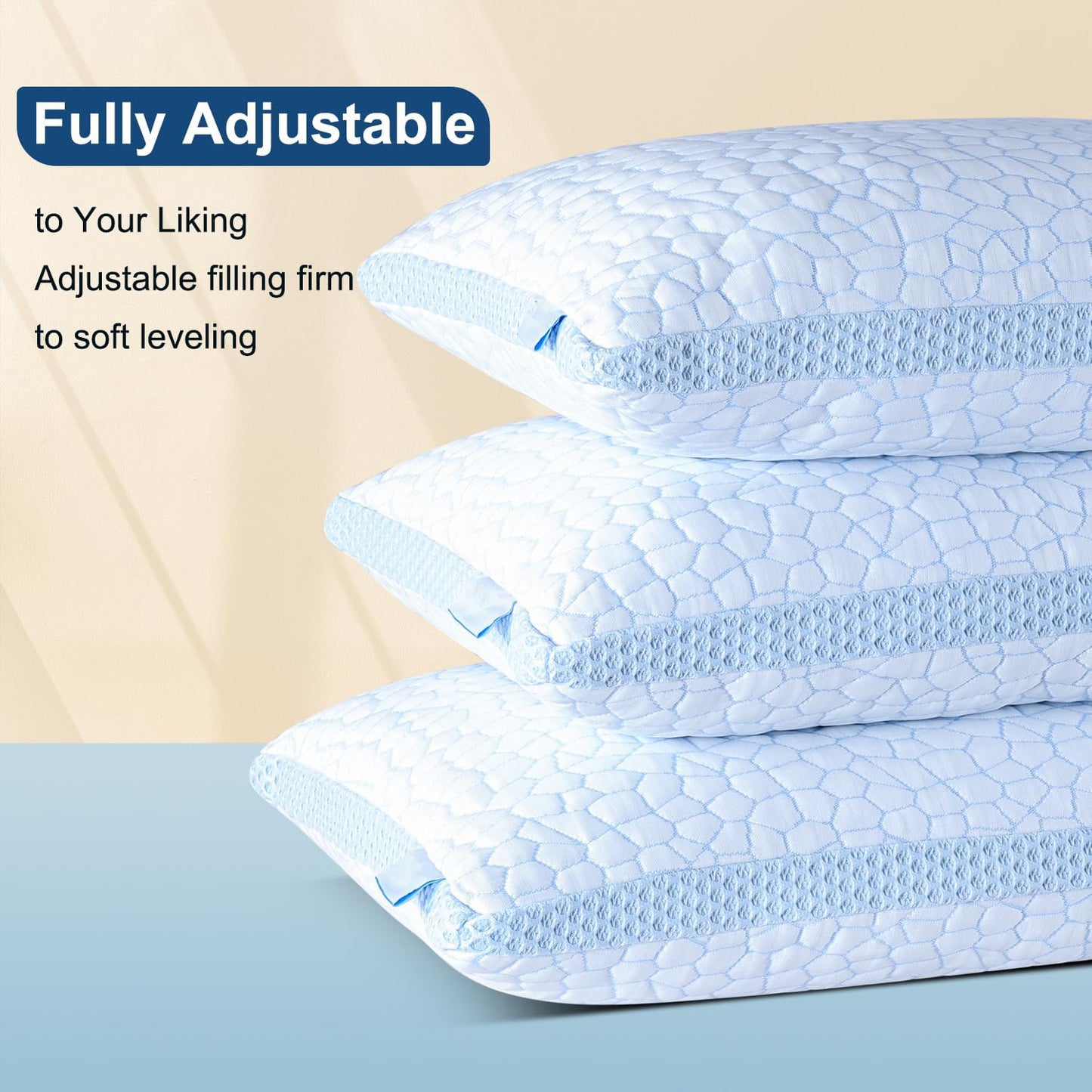 Adjustable Cooling Pillow 2 pack– Stay Cool & Comfortable All Night